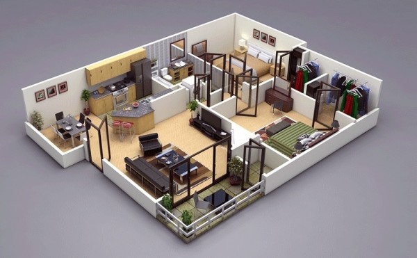 24 mẫu thiết kế căn hộ 2 phòng ngủ cho vợ chồng trẻ 2