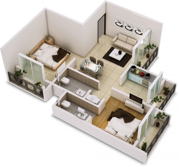 24 mẫu thiết kế căn hộ 2 phòng ngủ cho vợ chồng trẻ 21