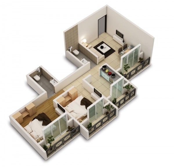 24 mẫu thiết kế căn hộ 2 phòng ngủ cho vợ chồng trẻ 23