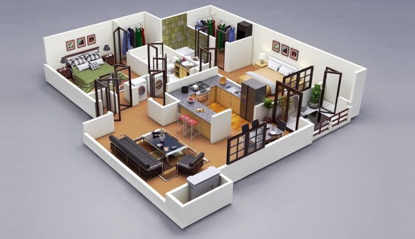 24 mẫu thiết kế căn hộ 2 phòng ngủ cho vợ chồng trẻ 3