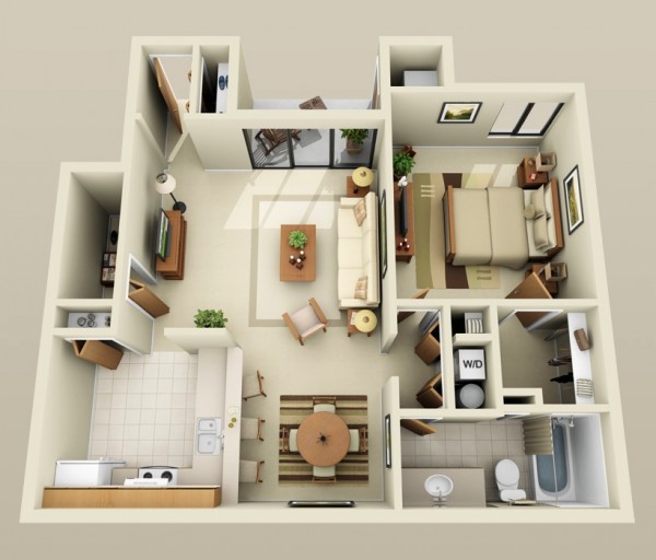 50 mẫu thiết kế căn hộ 1 phòng ngủ đẹp hiện đại 28