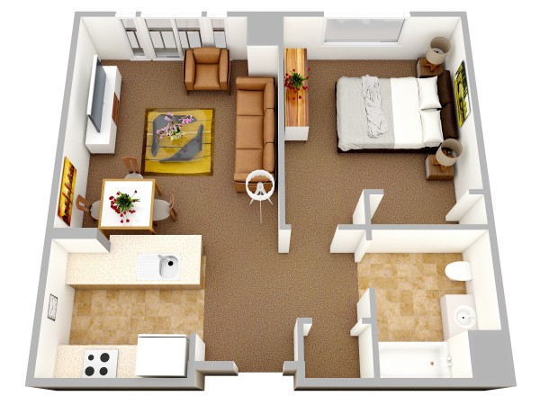 50 mẫu thiết kế căn hộ 1 phòng ngủ đẹp hiện đại 32