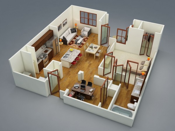 50 mẫu thiết kế căn hộ 1 phòng ngủ đẹp hiện đại 4