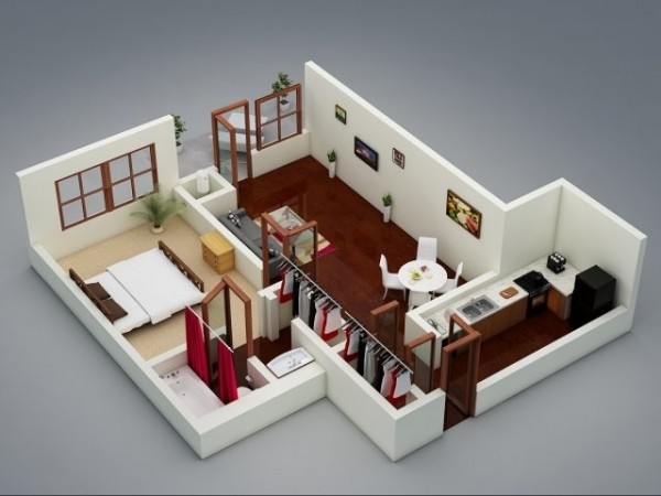 50 mẫu thiết kế căn hộ 1 phòng ngủ đẹp hiện đại 40