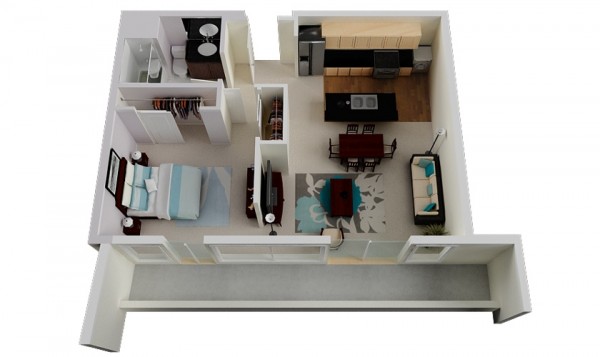 50 mẫu thiết kế căn hộ 1 phòng ngủ đẹp hiện đại 42