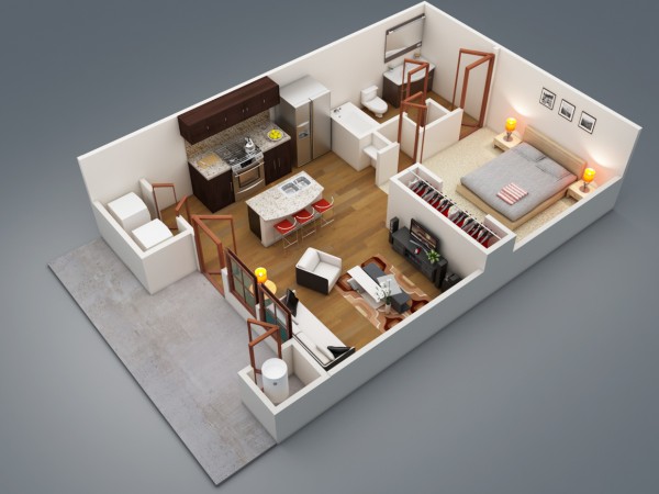 50 mẫu thiết kế căn hộ 1 phòng ngủ đẹp hiện đại 5