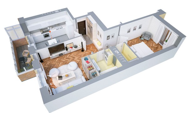 40+ mẫu thiết kế căn hộ có 1 phòng ngủ dành cho cặp vợ chồng trẻ 1