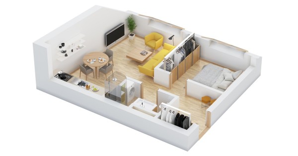 25 Mẫu thiết kế nội thất chung cư 50m2 1 phòng ngủ Đẹp - Đơn Giản!
