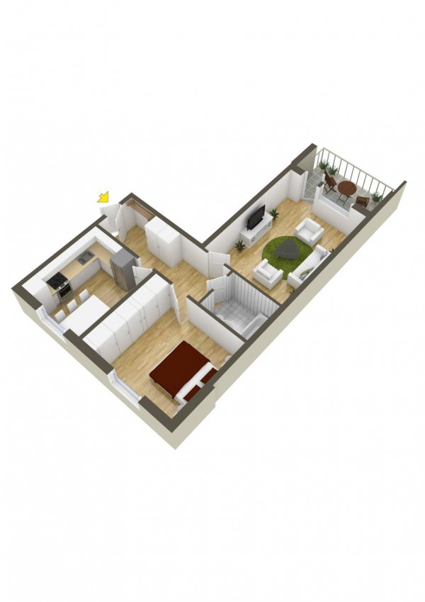 40+ mẫu thiết kế căn hộ có 1 phòng ngủ dành cho cặp vợ chồng trẻ 17