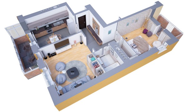 40+ mẫu thiết kế căn hộ có 1 phòng ngủ dành cho cặp vợ chồng trẻ 2