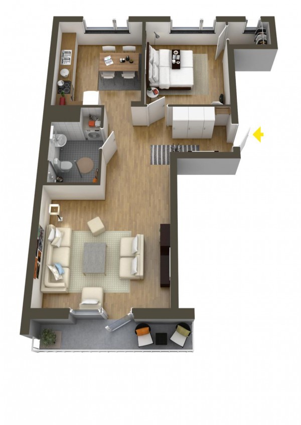 40+ mẫu thiết kế căn hộ có 1 phòng ngủ dành cho cặp vợ chồng trẻ 21