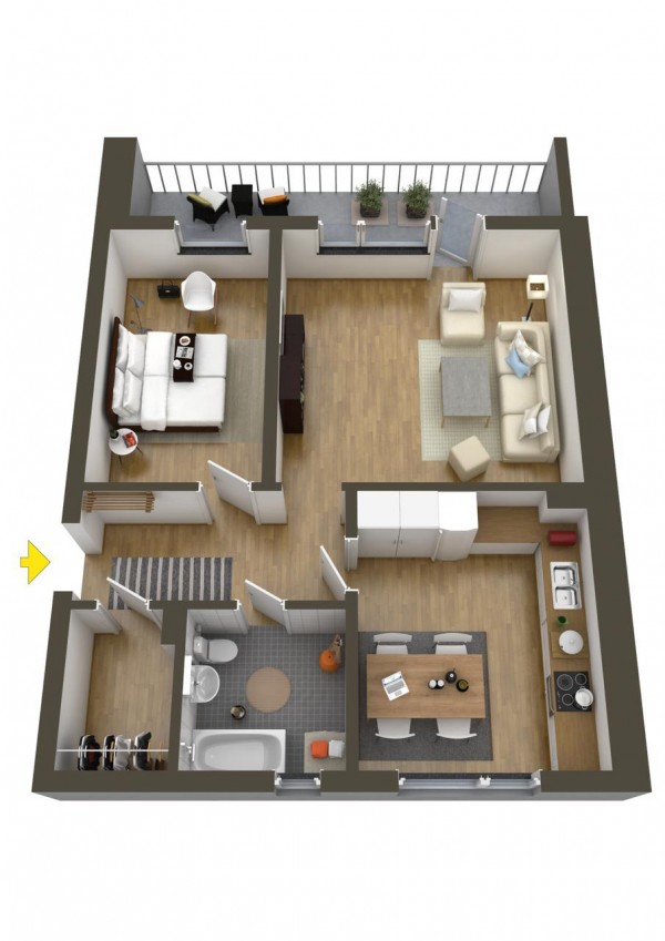 40+ mẫu thiết kế căn hộ có 1 phòng ngủ dành cho cặp vợ chồng trẻ 23