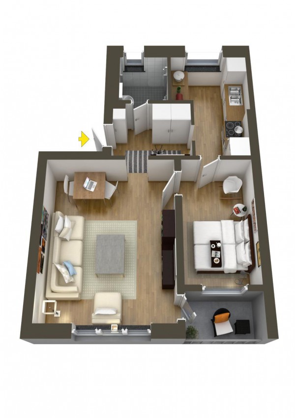 40+ mẫu thiết kế căn hộ có 1 phòng ngủ dành cho cặp vợ chồng trẻ 35
