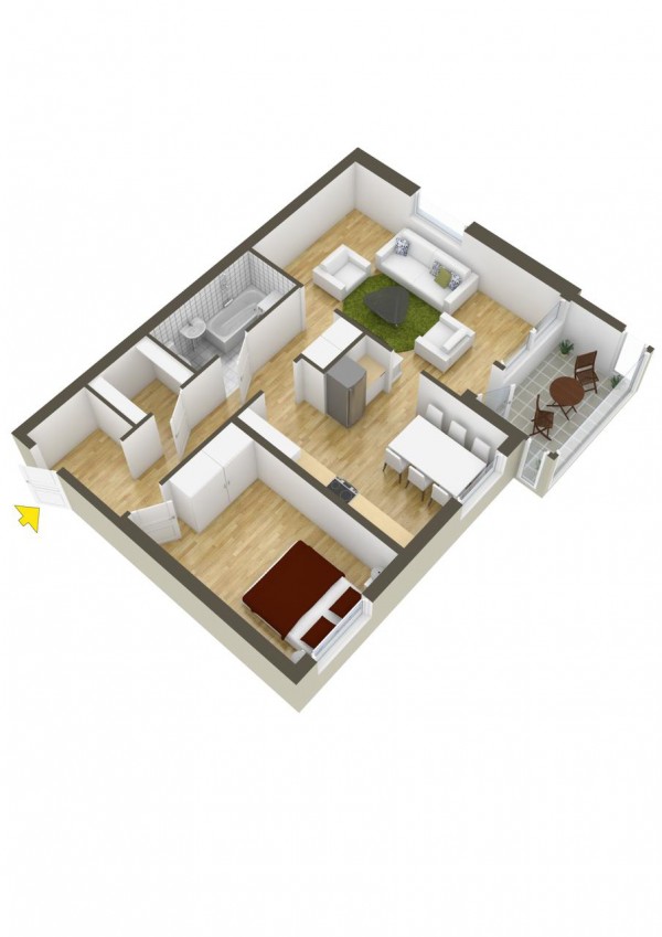 40+ mẫu thiết kế căn hộ có 1 phòng ngủ dành cho cặp vợ chồng trẻ 36