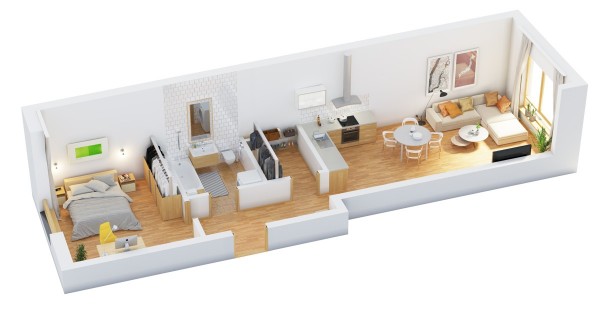 40+ mẫu thiết kế căn hộ có 1 phòng ngủ dành cho cặp vợ chồng trẻ 4