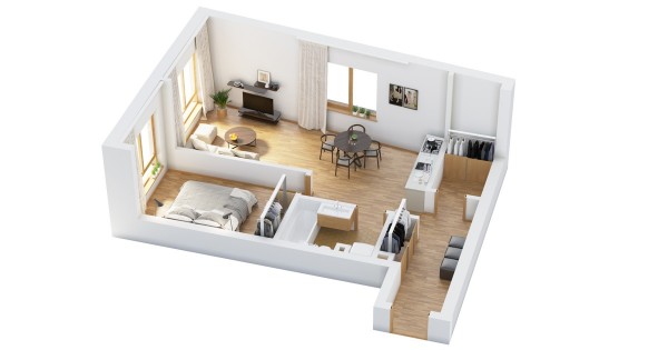 40+ mẫu thiết kế căn hộ có 1 phòng ngủ dành cho cặp vợ chồng trẻ 6