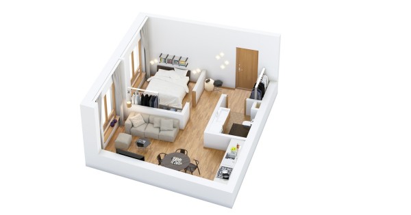 40+ mẫu thiết kế căn hộ có 1 phòng ngủ dành cho cặp vợ chồng trẻ 8
