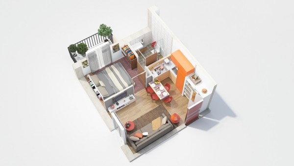 40+ mẫu thiết kế căn hộ có 1 phòng ngủ dành cho cặp vợ chồng trẻ