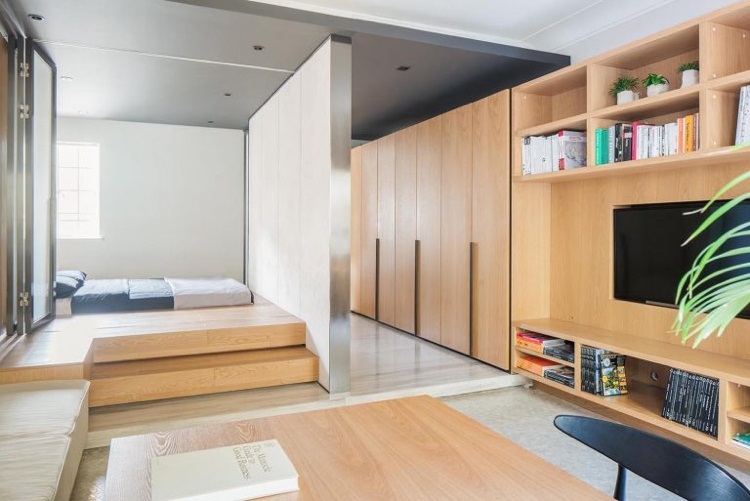 thiết kế căn hộ nhỏ đẹp loại bớt tường ngăn cách giữa các phòng