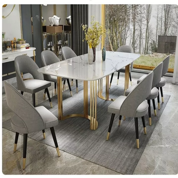 Bộ bàn ăn mặt đá cẩm thạch chân inox mạ vàng kèm ghế Saarinen nhập khẩu  (được kiểm hàng) | Lazada.vn