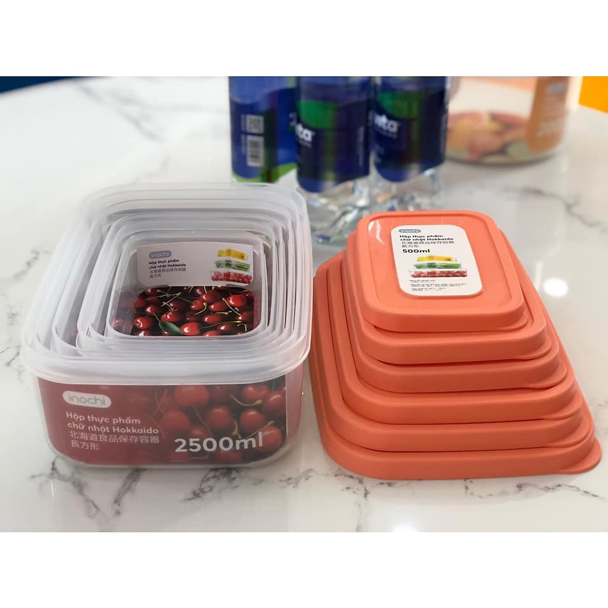 Bộ 6 hộp nhựa đựng thực phẩm chữ nhật Inochi (500-750-1000-1500-2000-2500ml) | Tiki