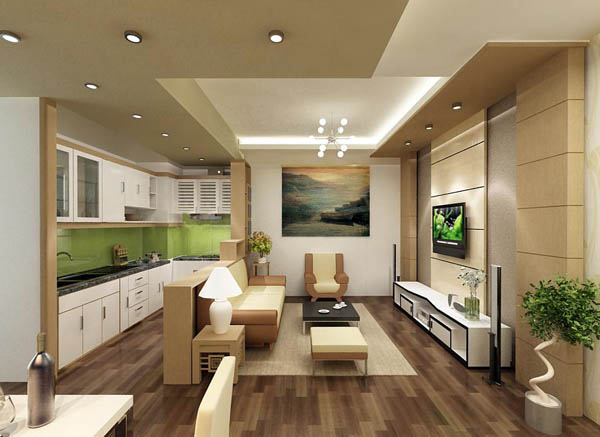 Độc đáo với kiểu thiết kế phòng khách liền bếp - Thiết kế nội thất chung cư chuyên nghiệp - Thiết kế chung cư