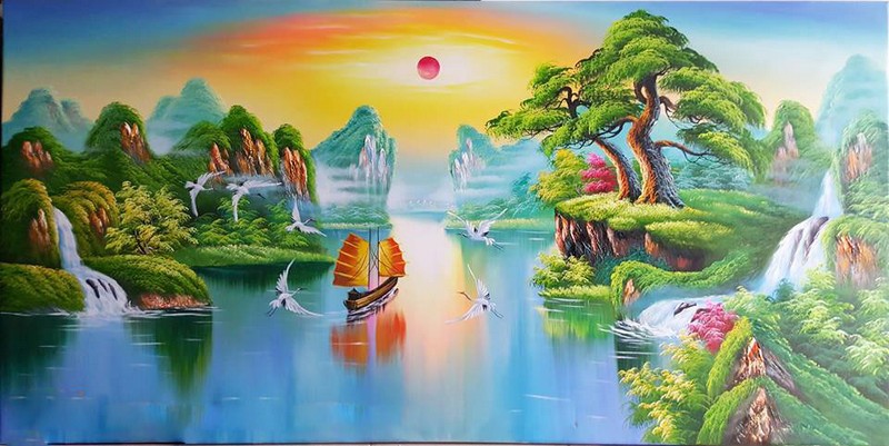 7 mẫu tranh nhật xuất thiên sơn đẹp, ý nghĩa - CafeLand.Vn